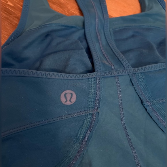 Lululemon bright blue fitted racer back tank with built in bra - Picture 3 of 4